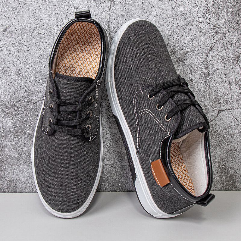 Heren Canvas Ademend Comfortabele Zachte Zool Non-slip Lace Up Casual Working Court Shoes