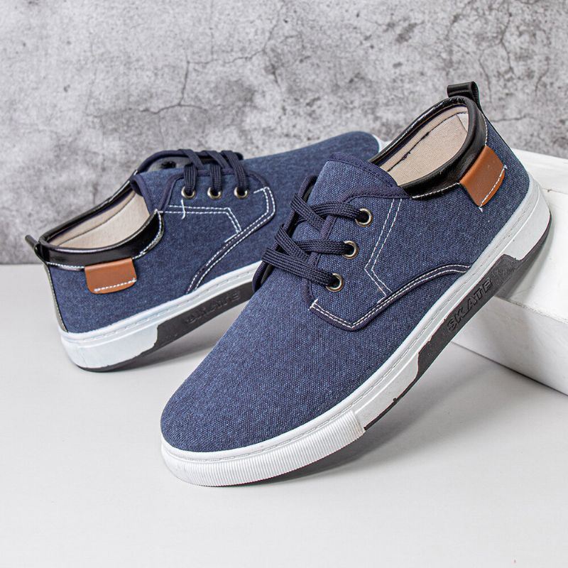 Heren Canvas Ademend Comfortabele Zachte Zool Non-slip Lace Up Casual Working Court Shoes