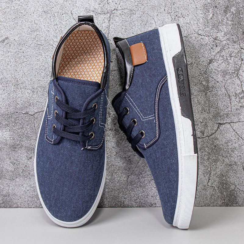 Heren Canvas Ademend Comfortabele Zachte Zool Non-slip Lace Up Casual Working Court Shoes