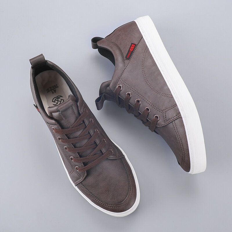 Heren Canvas Ademende Zachte Bodem Trendy Solid Lace Up Comfortabele Casual Schoenen