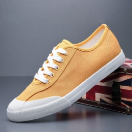 Heren Canvas Ademende Zachte Zool Comfortabele Korte Pure Kleur Casual Court Shoes