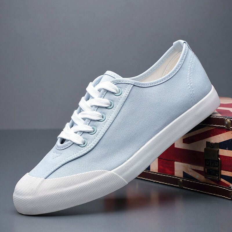 Heren Canvas Ademende Zachte Zool Comfortabele Korte Pure Kleur Casual Court Shoes