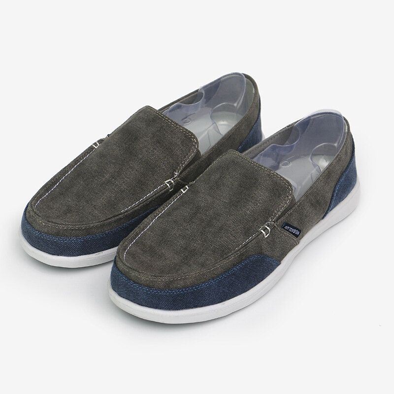 Heren Canvas Ademende Zachte Zool Comfortabele Slip On Korte Kleur Crush Casual Schoenen