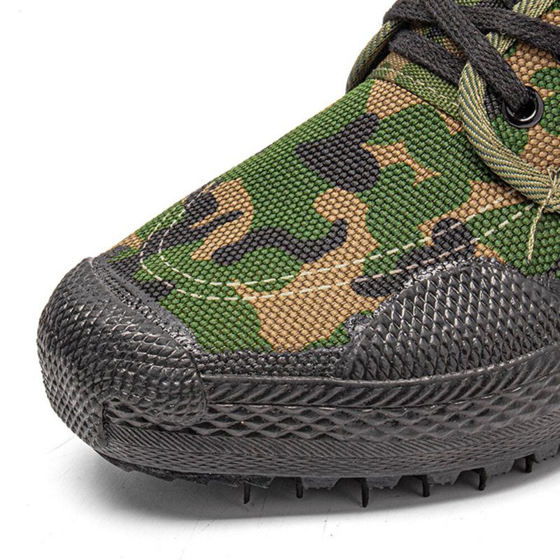 Heren Canvas Camouflage Patroon Slijtvast Ademend Rubber Gevulkaniseerd Hoge Bevrijdingsschoenen Militaire Trainingsschoenen Sneakers Sportschoenen