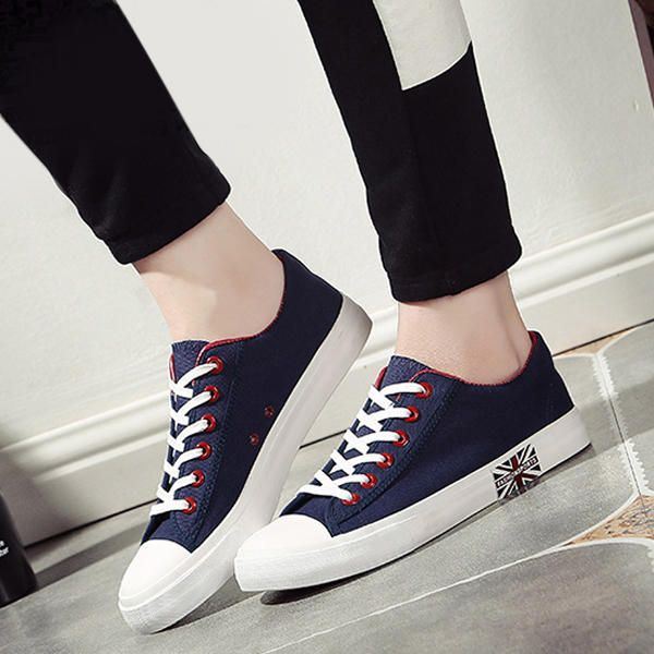 Heren Canvas Mode Casual Outdoor Sport Running Flat Lace Up Athletic Shoes