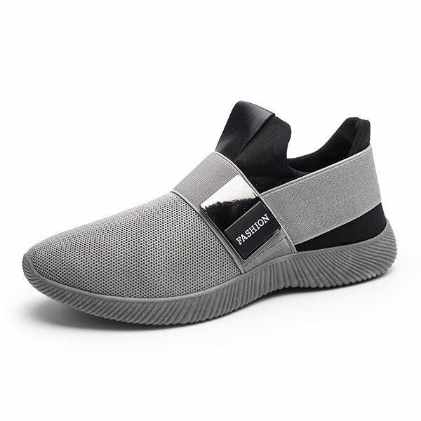 Heren Casual Stof Elastische Slip Op Atletische Sneakers Sportschoenen