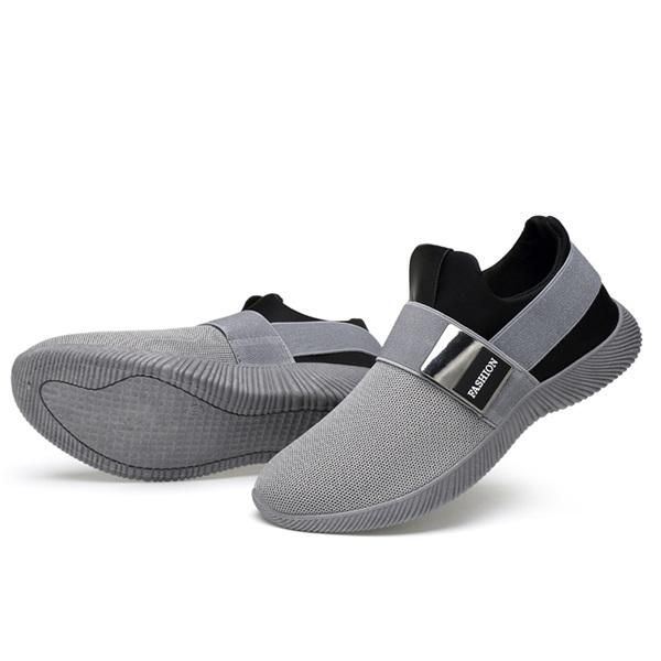 Heren Casual Stof Elastische Slip Op Atletische Sneakers Sportschoenen