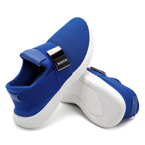 Heren Casual Stof Elastische Slip Op Atletische Sneakers Sportschoenen