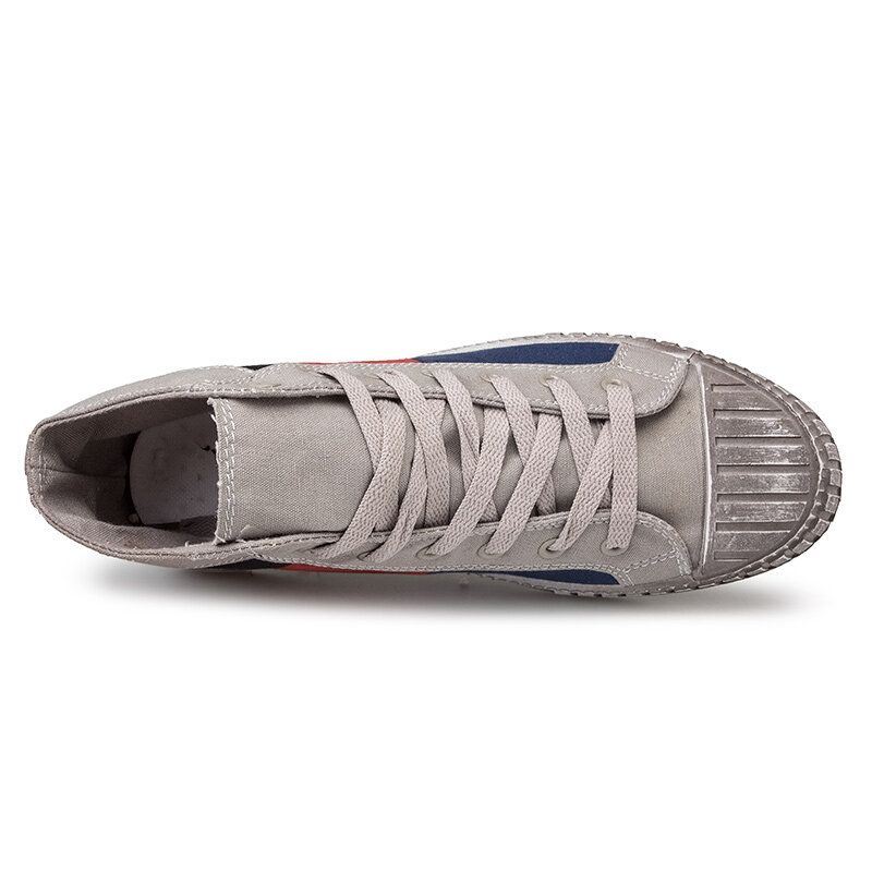 Heren Colorblock Canvas Hoge Sport Casual Sportschoenen Met Veters