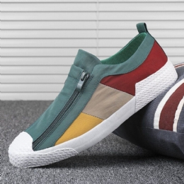 Heren Colorblock Comfortabele Ademende Casual Canvas Sneakers Met Rits