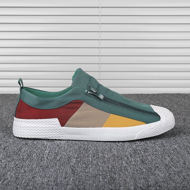 Heren Colorblock Comfortabele Ademende Casual Canvas Sneakers Met Rits