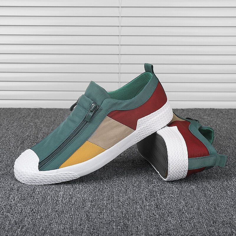 Heren Colorblock Comfortabele Ademende Casual Canvas Sneakers Met Rits