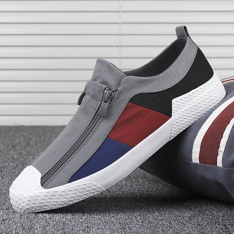 Heren Colorblock Comfortabele Ademende Casual Canvas Sneakers Met Rits