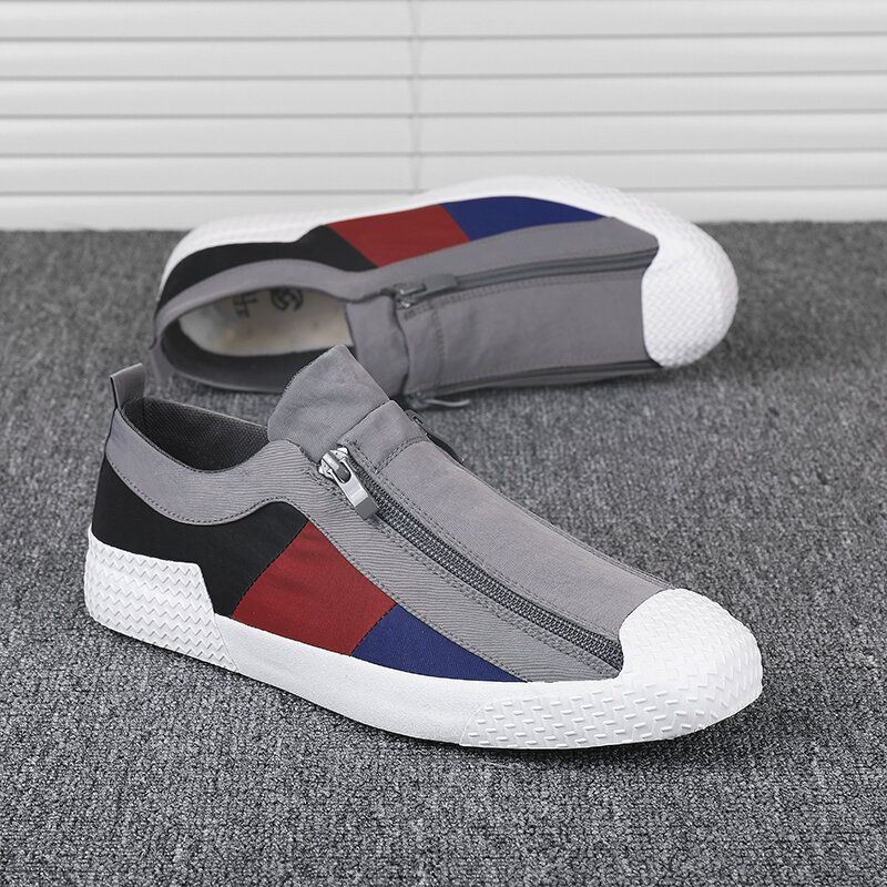 Heren Colorblock Comfortabele Ademende Casual Canvas Sneakers Met Rits