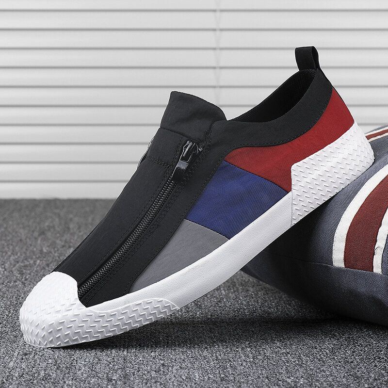 Heren Colorblock Comfortabele Ademende Casual Canvas Sneakers Met Rits