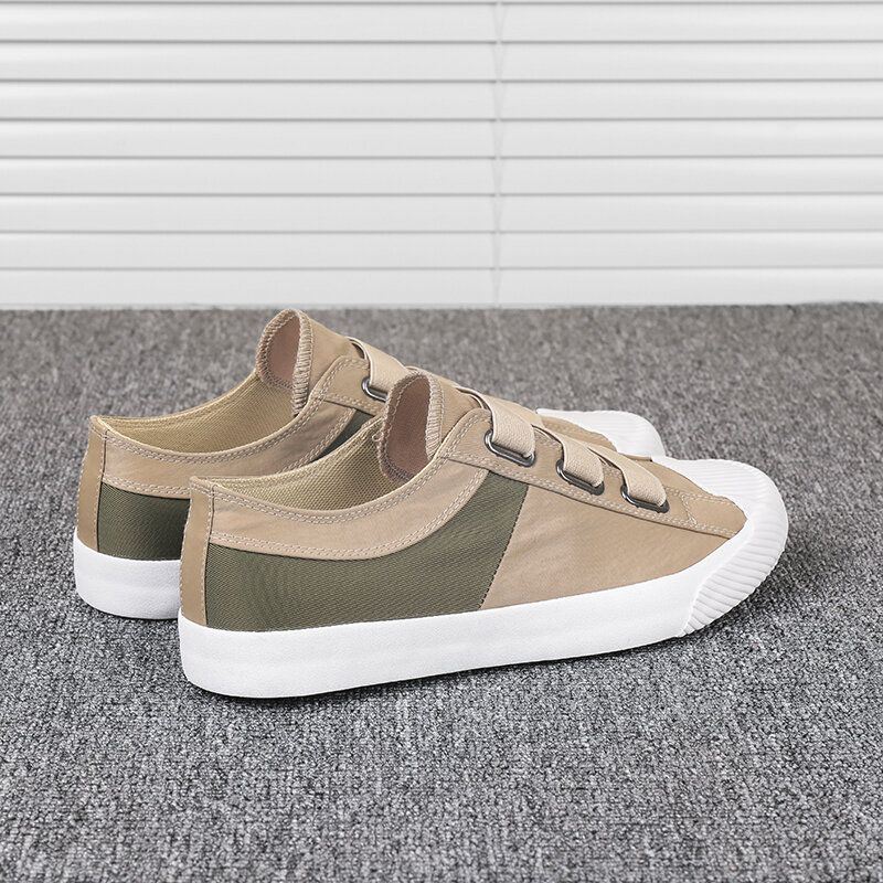 Heren Colorblock Comfortabele Ademende Elastische Band Slip On Casual Dagelijkse Canvas Sneakers