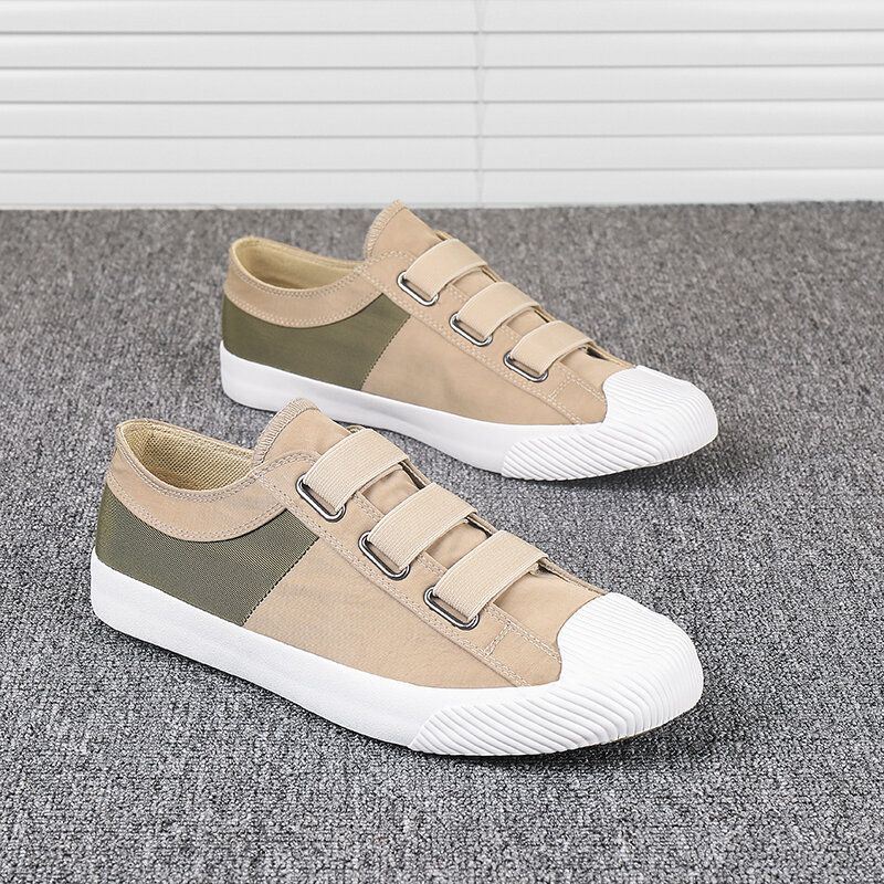 Heren Colorblock Comfortabele Ademende Elastische Band Slip On Casual Dagelijkse Canvas Sneakers