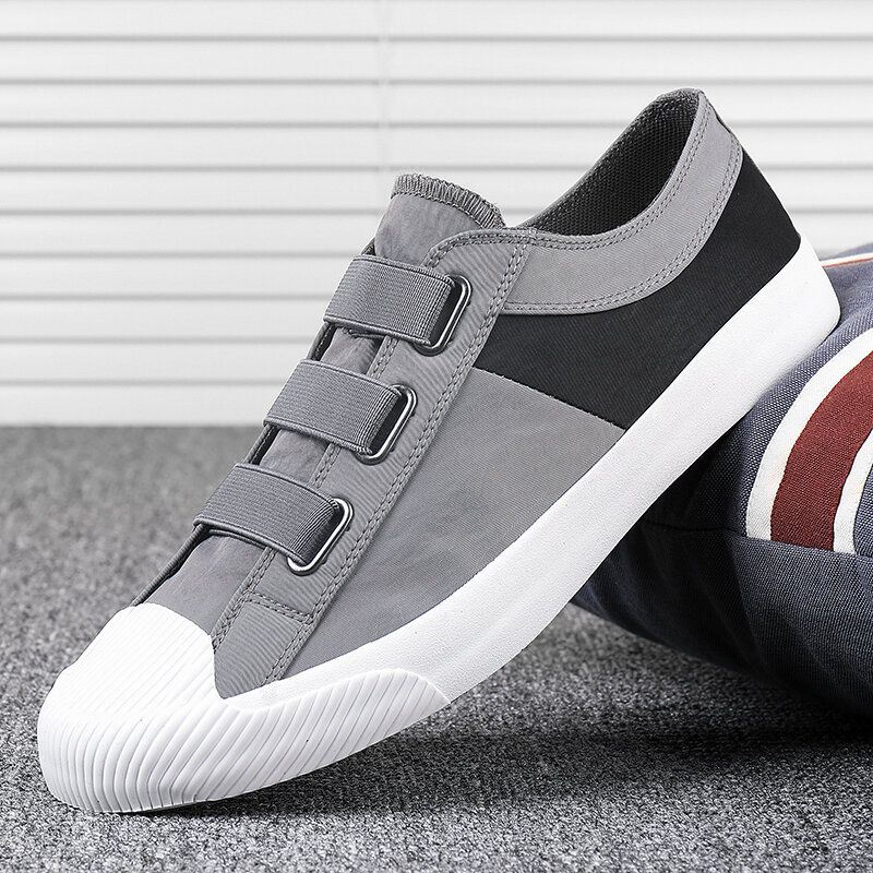 Heren Colorblock Comfortabele Ademende Elastische Band Slip On Casual Dagelijkse Canvas Sneakers