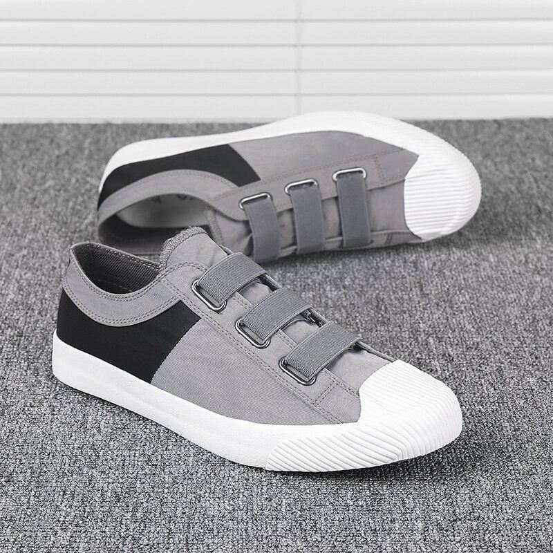 Heren Colorblock Comfortabele Ademende Elastische Band Slip On Casual Dagelijkse Canvas Sneakers