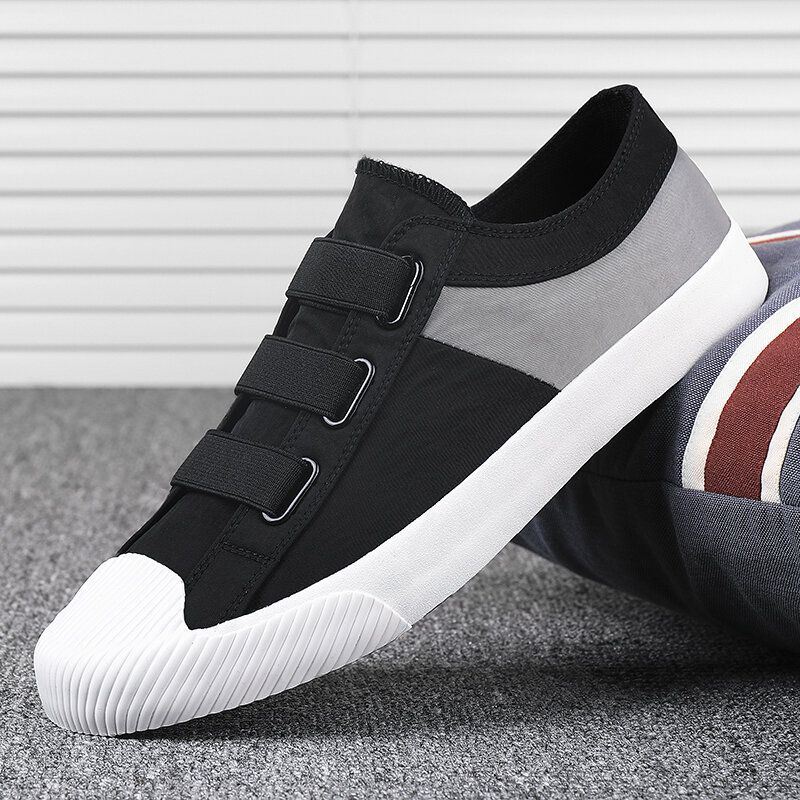 Heren Colorblock Comfortabele Ademende Elastische Band Slip On Casual Dagelijkse Canvas Sneakers