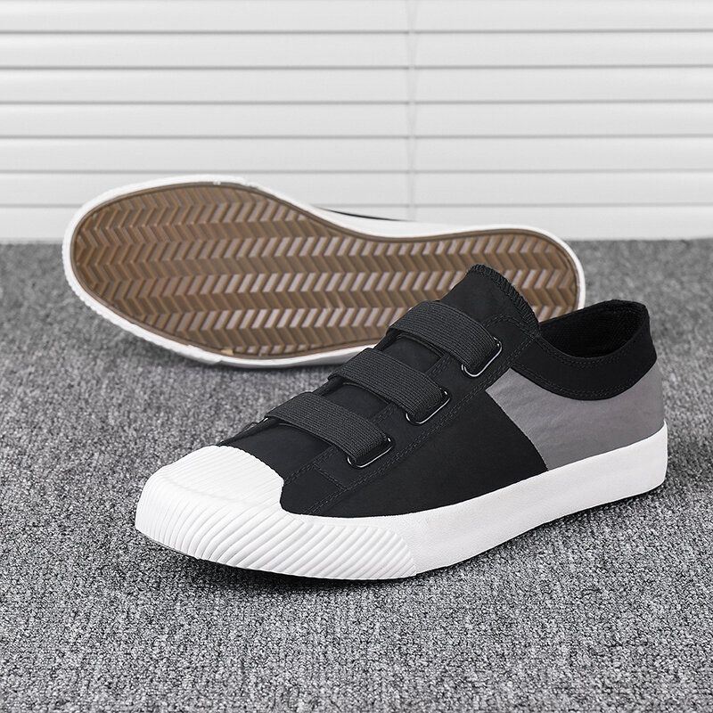 Heren Colorblock Comfortabele Ademende Elastische Band Slip On Casual Dagelijkse Canvas Sneakers