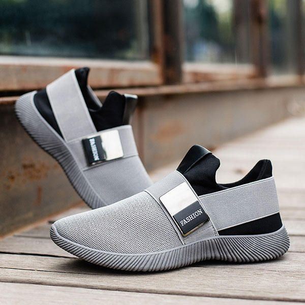 Heren Comfortabele Elastische Band Slip On Casual Sportschoenen