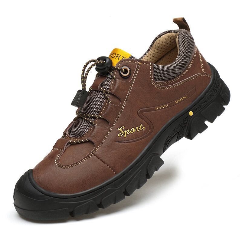 Heren Echt Leer Antislip Elastische Kant Casual Outdoor Wandelschoenen