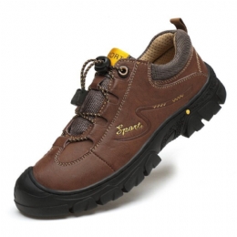 Heren Echt Leer Antislip Elastische Kant Casual Outdoor Wandelschoenen