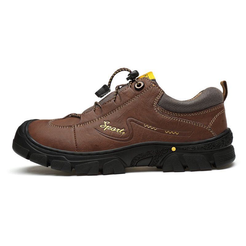 Heren Echt Leer Antislip Elastische Kant Casual Outdoor Wandelschoenen