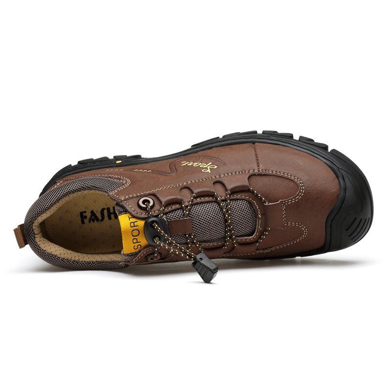 Heren Echt Leer Antislip Elastische Kant Casual Outdoor Wandelschoenen