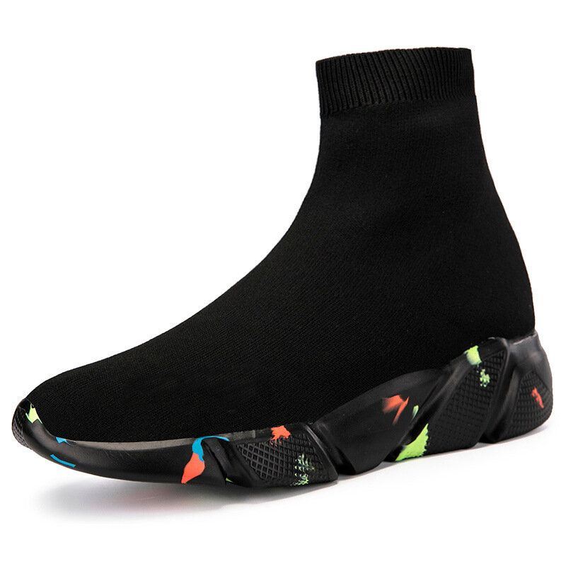 Heren Effen Kleur Gebreide Stof Ademende Casual Running Sock Sneakers