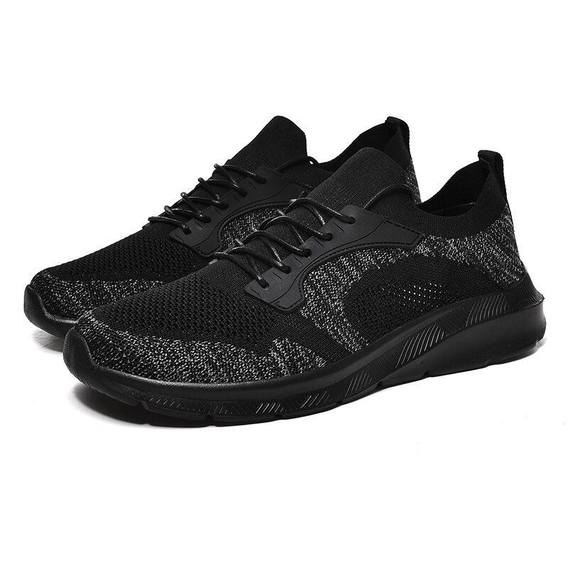 Heren Gebreide Stof Lichtgewicht Ademende Zachte Zool Casaul Running Sneakers