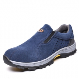 Heren Koeienhuid Ademend Antislip Comfortabele Teen Beschermde Slip On Casual Werkschoenen