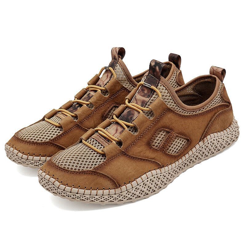 Heren Koeienhuid Ademend Mesh Casual Outdoor Wandelsneakers