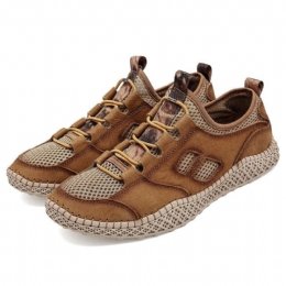 Heren Koeienhuid Ademend Mesh Casual Outdoor Wandelsneakers