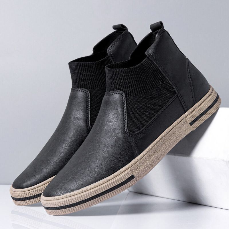 Heren Leder Ademende Zachte Zool Antislip Comfortabele Slip On Casual Court Shoes