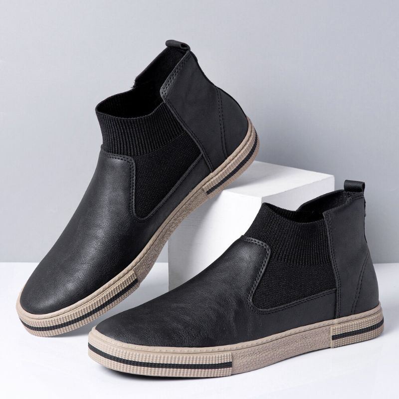 Heren Leder Ademende Zachte Zool Antislip Comfortabele Slip On Casual Court Shoes