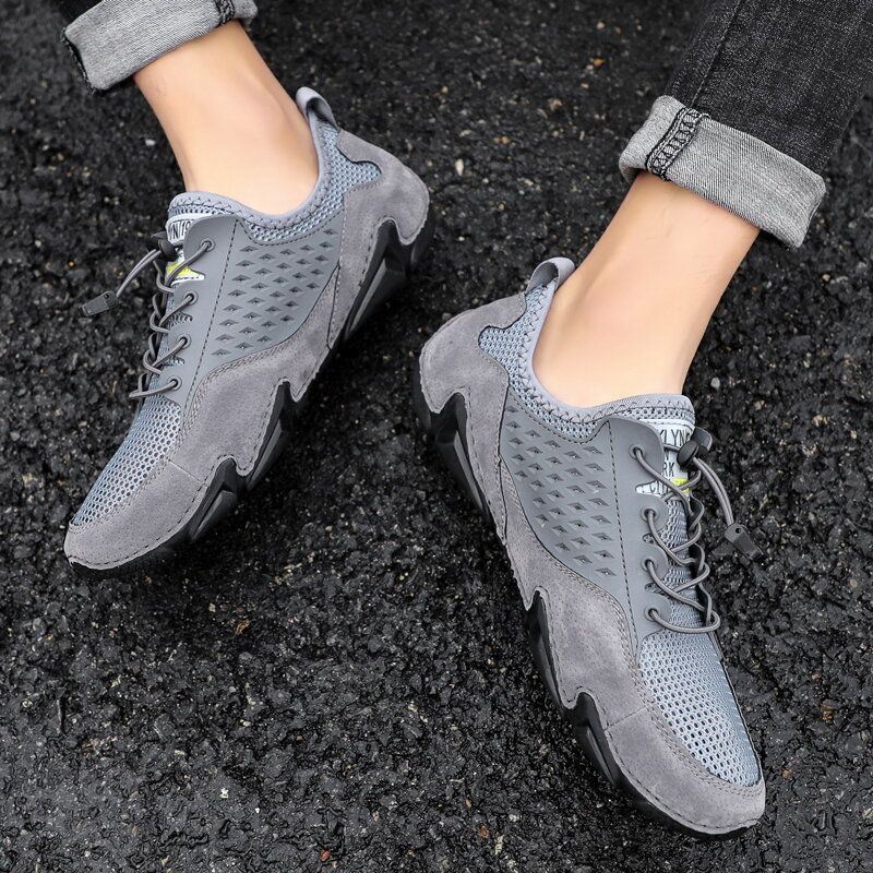 Heren Mesh Ademende Elastische Band Antislip Comfy Sport Casual Schoenen