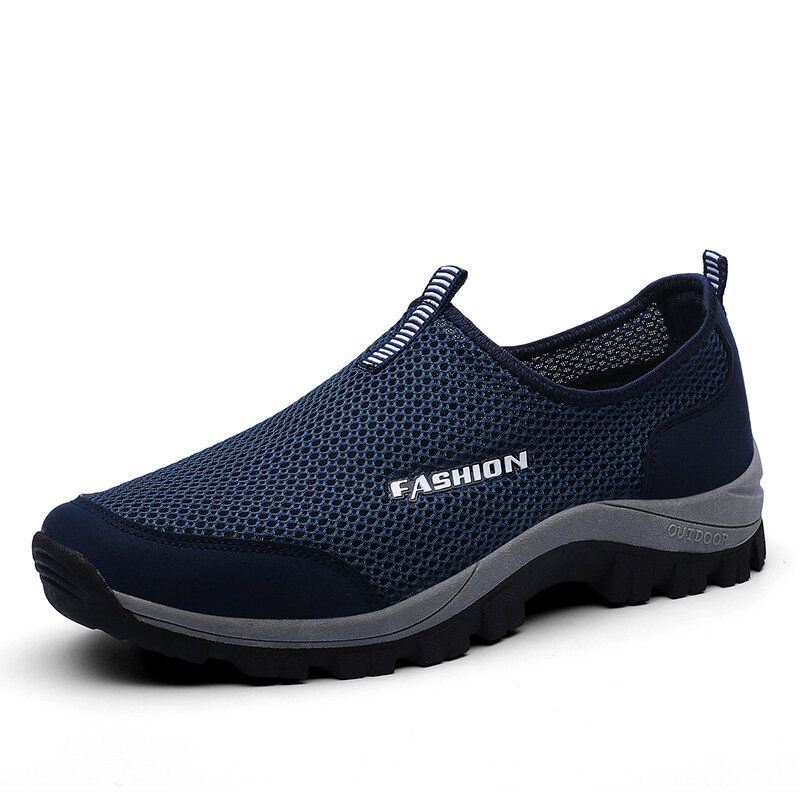 Heren Mesh Ademende Zachte Zool Antislip Comfy Slip On Outdoor Casual Wandelschoenen