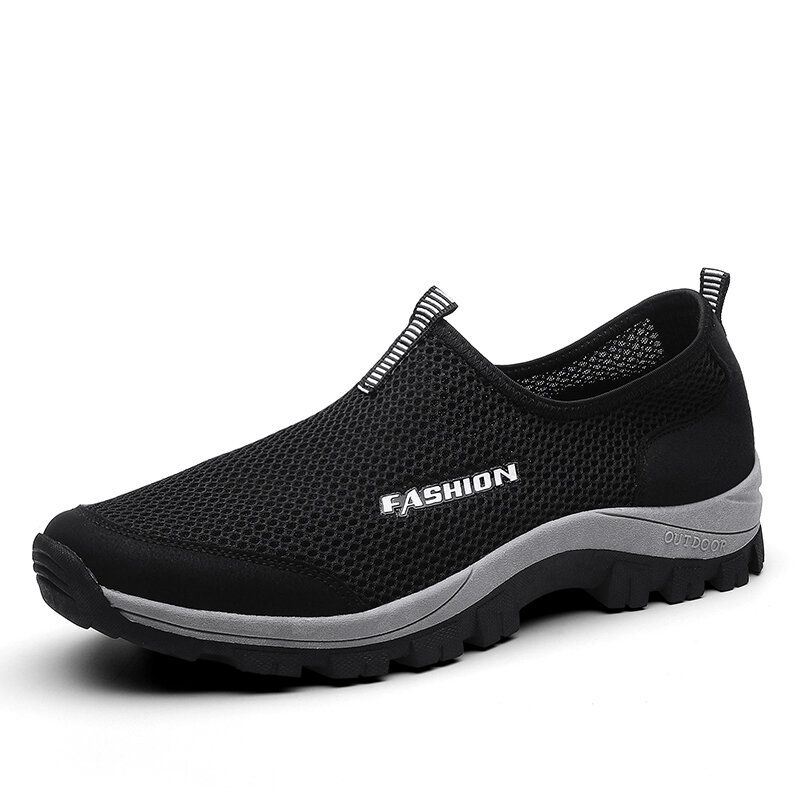 Heren Mesh Ademende Zachte Zool Antislip Comfy Slip On Outdoor Casual Wandelschoenen