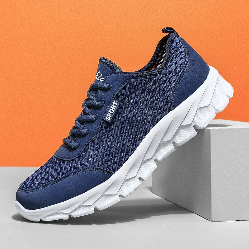 Heren Mesh Splicing Ademende Lichtgewicht Casual Hardloopschoenen