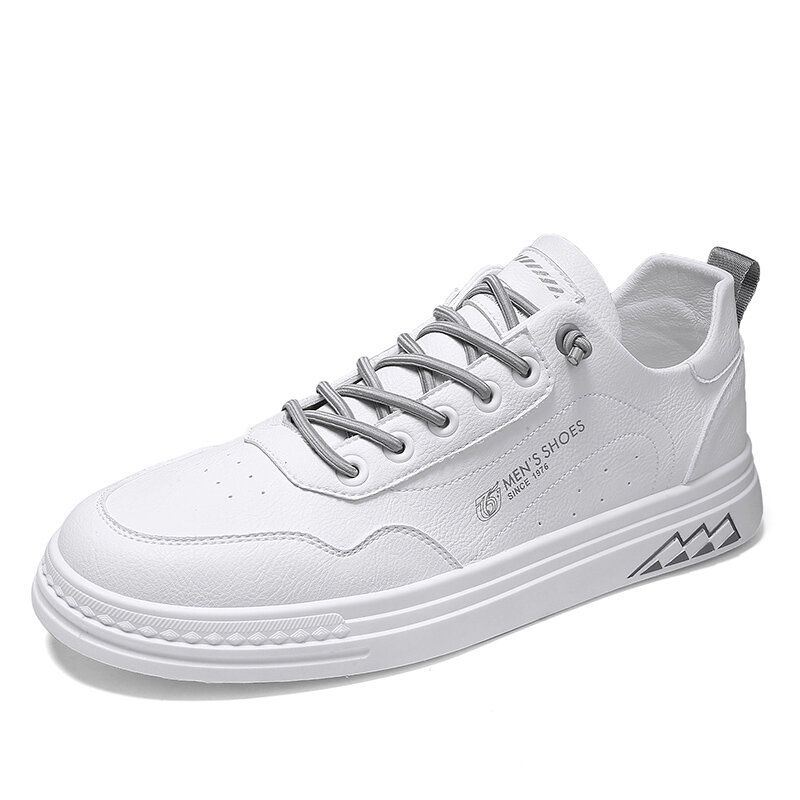 Heren Microfiber Leer Zachte Zool Slijtvaste Antislip Pure Kleur Casual Ronde Kop Sportschoenen