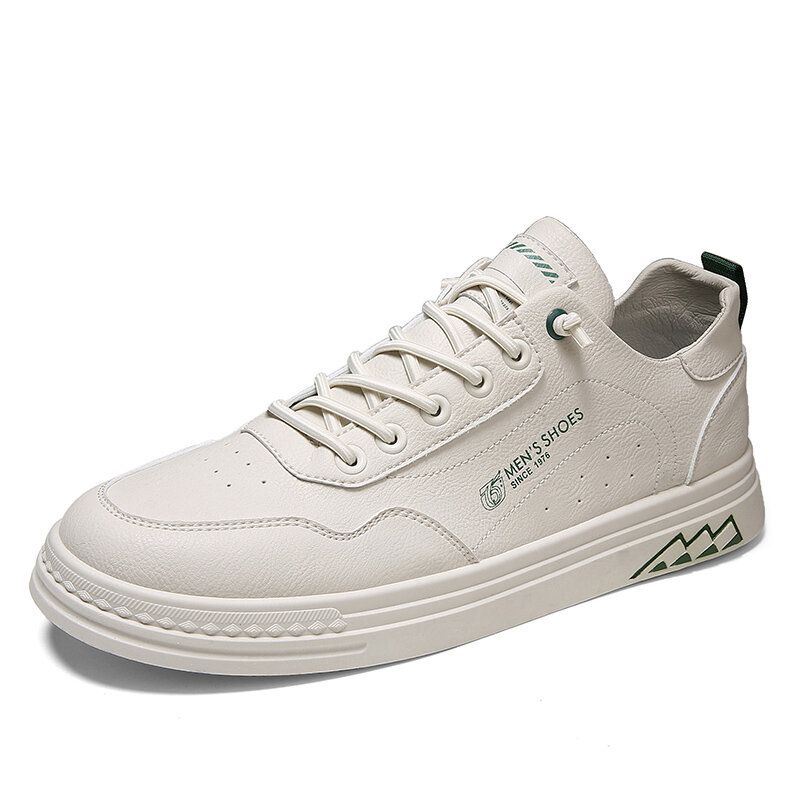 Heren Microfiber Leer Zachte Zool Slijtvaste Antislip Pure Kleur Casual Ronde Kop Sportschoenen