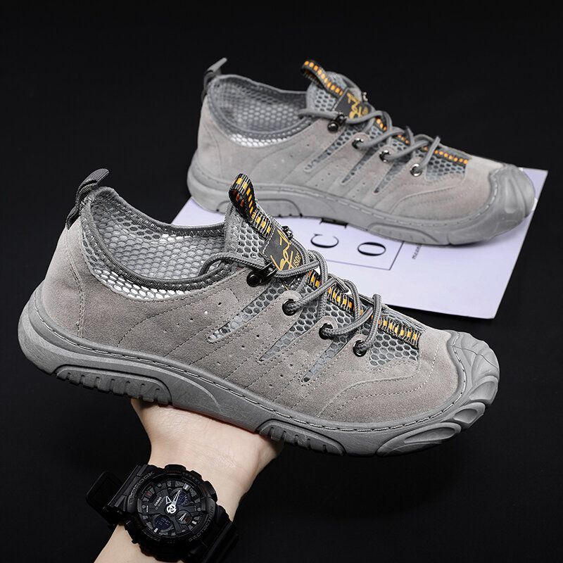 Heren Microfiber Mesh Ademend Antislip Gesloten Teen Comfortabele Outdoor Casual Schoenen