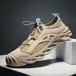 Heren Outdoor Lichtgevende Mesh Ademende Anti-collision Toe Casual Wandelschoenen