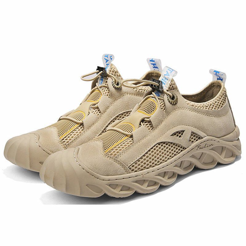 Heren Outdoor Lichtgevende Mesh Ademende Anti-collision Toe Casual Wandelschoenen