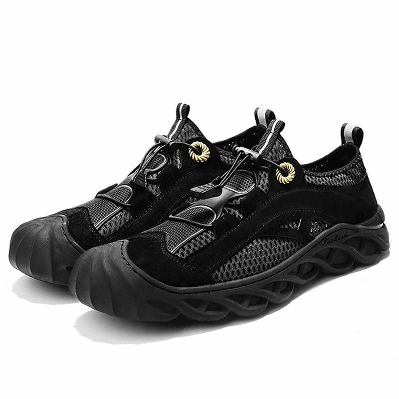 Heren Outdoor Lichtgevende Mesh Ademende Anti-collision Toe Casual Wandelschoenen