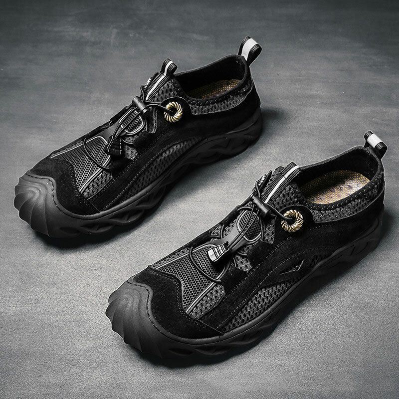 Heren Outdoor Lichtgevende Mesh Ademende Anti-collision Toe Casual Wandelschoenen