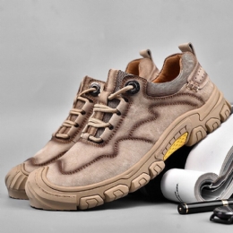 Heren Outdoor Varkensleer Lederen Zachte Zolen Casual Wandelschoenen