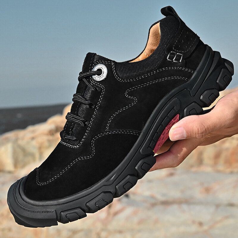 Heren Outdoor Varkensleer Lederen Zachte Zolen Casual Wandelschoenen